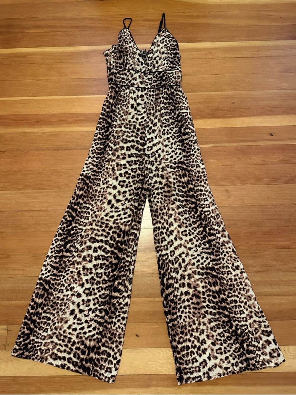 INC International Concepts Leopard-Print Wide-Leg Jumpsuit - Tan & Black - Picture 2 of 7